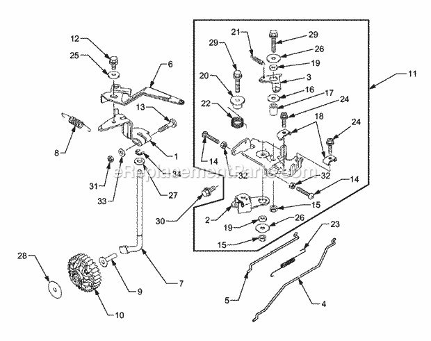 Control Linkage And Governor Diagram and Parts List for 5254E 54AE542-710, 54BE542-710, 54CE542-710 Cub Cadet Lawn Tractor